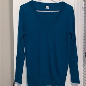 J. Crew teal v-neck sweater